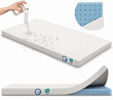Load image into Gallery viewer, 2” Crib Mattress Topper Memory Foam – Waterproof & Breathable Soft Cover
