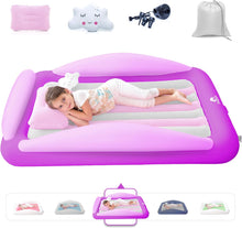 Load image into Gallery viewer, Sleepah Inflatable Toddler Travel Bed Portable Kids Air Mattress Set w Safety Bed Rail Guards for Kids & Toddlers – Set Includes Pump, Carry Case, Pillow & More - Perfect Transitional Cot