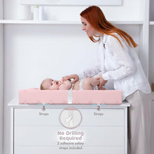 Load image into Gallery viewer, Organic Cotton Contoured Changing Pad by Sleepah – 100% Waterproof & Non-Slip Soft Breathable & Washable Cover – Three-Sided Change Pad with Certipur Certified Foam (Pink)