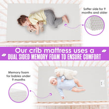 Load image into Gallery viewer, Sleepah Crib Mattress Dual Sided Cooling Memory Foam (52" x 28" x 5") Waterproof Washable Breathable Certipur Certified for Babies & Toddlers Fit Toddler Bed (Pink)