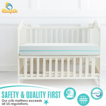 Load image into Gallery viewer, Sleepah 5.5” Crib & Toddler Bed Mattress Dual Sided Cooling Memory Foam – Waterproof Washable Breathable Soft Cotton Fabric – CertiPUR Firm Baby Mattress - Toddler Mattress Baby Crib Mattress