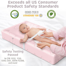 Load image into Gallery viewer, Organic Cotton Contoured Changing Pad by Sleepah – 100% Waterproof & Non-Slip Soft Breathable & Washable Cover – Three-Sided Change Pad with Certipur Certified Foam (Pink)