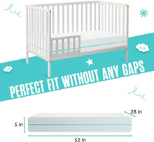 Load image into Gallery viewer, Sleepah 5.5” Crib & Toddler Bed Mattress Dual Sided Cooling Memory Foam – Waterproof Washable Breathable Soft Cotton Fabric – CertiPUR Firm Baby Mattress - Toddler Mattress Baby Crib Mattress