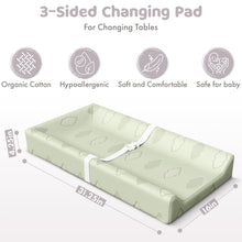 Load image into Gallery viewer, Organic Cotton Contoured Changing Pad by Sleepah – 100% Waterproof & Non-Slip Soft Breathable & Washable Cover – Three-Sided Change Pad with Certipur Certified Foam (Green)