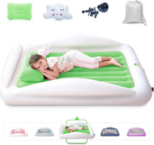 Load image into Gallery viewer, Sleepah Inflatable Toddler Travel Bed Portable Kids Air Mattress Set w Safety Bed Rail Guards for Kids & Toddlers – Set Includes Pump, Carry Case, Pillow & More - Perfect Transitional Cot