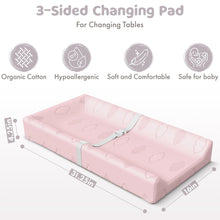 Load image into Gallery viewer, Organic Cotton Contoured Changing Pad by Sleepah – 100% Waterproof & Non-Slip Soft Breathable & Washable Cover – Three-Sided Change Pad with Certipur Certified Foam (Pink)