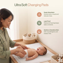 Load image into Gallery viewer, Organic Cotton Core Ultra Soft Disposable Changing Pad Liners 50-Pack Large | 18x24” Super Absorbent Waterproof & Hypoallergenic Baby Changing Table Liners Leak-Proof Diaper Pads Lead/Phthalate/BPA Free