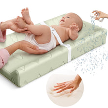 Load image into Gallery viewer, Organic Cotton Contoured Changing Pad by Sleepah – 100% Waterproof & Non-Slip Soft Breathable & Washable Cover – Three-Sided Change Pad with Certipur Certified Foam (Green)