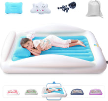 Load image into Gallery viewer, Sleepah Inflatable Toddler Travel Bed Portable Kids Air Mattress Set w Safety Bed Rail Guards for Kids & Toddlers – Set Includes Pump, Carry Case, Pillow & More - Perfect Transitional Cot