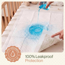Load image into Gallery viewer, Organic Cotton Core Ultra Soft Disposable Changing Pad Liners 50-Pack Large | 18x24” Super Absorbent Waterproof & Hypoallergenic Baby Changing Table Liners Leak-Proof Diaper Pads Lead/Phthalate/BPA Free