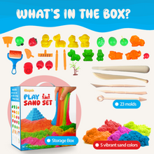 Load image into Gallery viewer, Sleepah Play Sand Sensory Sand Set for Boys & Girls Age 3-8 No Mess Never Dries Out Toy Perfect for Shaping Squeezing Scooping Rolling Molding 36p Set 5 Colors