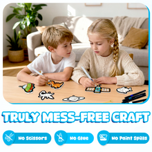 Load image into Gallery viewer, Aqua Fluffs Mess-Free 3D Art Kit for Kids Double-Sided Water-Activated Craft with Dinosaur & Space Designs, No Glue or Paint, Creative Activity Ages 3–8