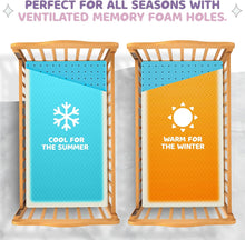 Load image into Gallery viewer, 2” Crib Mattress Topper Memory Foam - Waterproof Breathable Soft Washable Cover 52” x28” x 2” Fits Standard Size Cribs & Toddler Beds by Sleepah