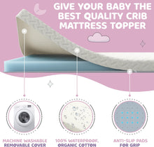 Load image into Gallery viewer, Sleepah Organic Cotton Memory Foam Crib Mattress Topper Breathable & Waterproof - Removable & Washable Organic Cover 52"x28"x2"