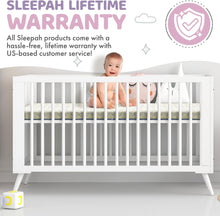 Load image into Gallery viewer, 2” Crib Mattress Topper Memory Foam - Waterproof Breathable Soft Washable Cover 52” x28” x 2” Fits Standard Size Cribs & Toddler Beds by Sleepah