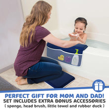 Load image into Gallery viewer, Sleepah Bath Kneeler and Elbow Kneeling Rest Pad Set for Baby Bathing – Waterproof Soft Memory Foam Mat Organizer Baby & Toddler Bath Time Toys Sponge