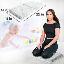 Load image into Gallery viewer, Bath Kneeler and Elbow Kneeling Rest Pad Set for Baby Bathing – Waterproof Soft Memory Foam Mat Organizer Pockets Quick Drying Foldable Non-Slip for Baby & Toddler Bath Time Toys Sponge Cloth (Marble)