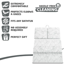 Load image into Gallery viewer, Bath Kneeler and Elbow Kneeling Rest Pad Set for Baby Bathing – Waterproof Soft Memory Foam Mat Organizer Pockets Quick Drying Foldable Non-Slip for Baby & Toddler Bath Time Toys Sponge Cloth (Marble)