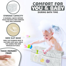 Load image into Gallery viewer, Bath Kneeler and Elbow Kneeling Rest Pad Set for Baby Bathing – Waterproof Soft Memory Foam Mat Organizer Pockets Quick Drying Foldable Non-Slip for Baby & Toddler Bath Time Toys Sponge Cloth (Marble)