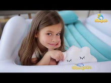 Load and play video in Gallery viewer, Sleepah Inflatable Toddler Travel Bed – Inflatable & Portable Bed Air Mattress Set –Blow up Mattress for Kids with High Safety Bed Rails. Set Includes Pump, Case, Pillow & Plush (Purple)