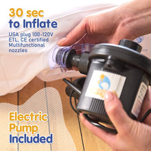 Load image into Gallery viewer, Sleepah Inflatable Toddler Travel Bed Portable Kids Air Mattress Set w Safety Bed Rail Guards for Kids & Toddlers – Set Includes Pump, Carry Case, Pillow & More - Perfect Transitional Cot