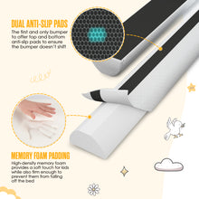 Load image into Gallery viewer, Sleepah Toddler Bed Rail Bumper Guard – Memory Foam with Dual Non-Slip Pads & Waterproof Cover. Soft, Washable, and Removable. Ideal for Kids (2 Pack)