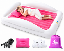 Load image into Gallery viewer, Inflatable Toddler Travel Bed – Kids Blow Up Air Mattress + Safety Bumpers

