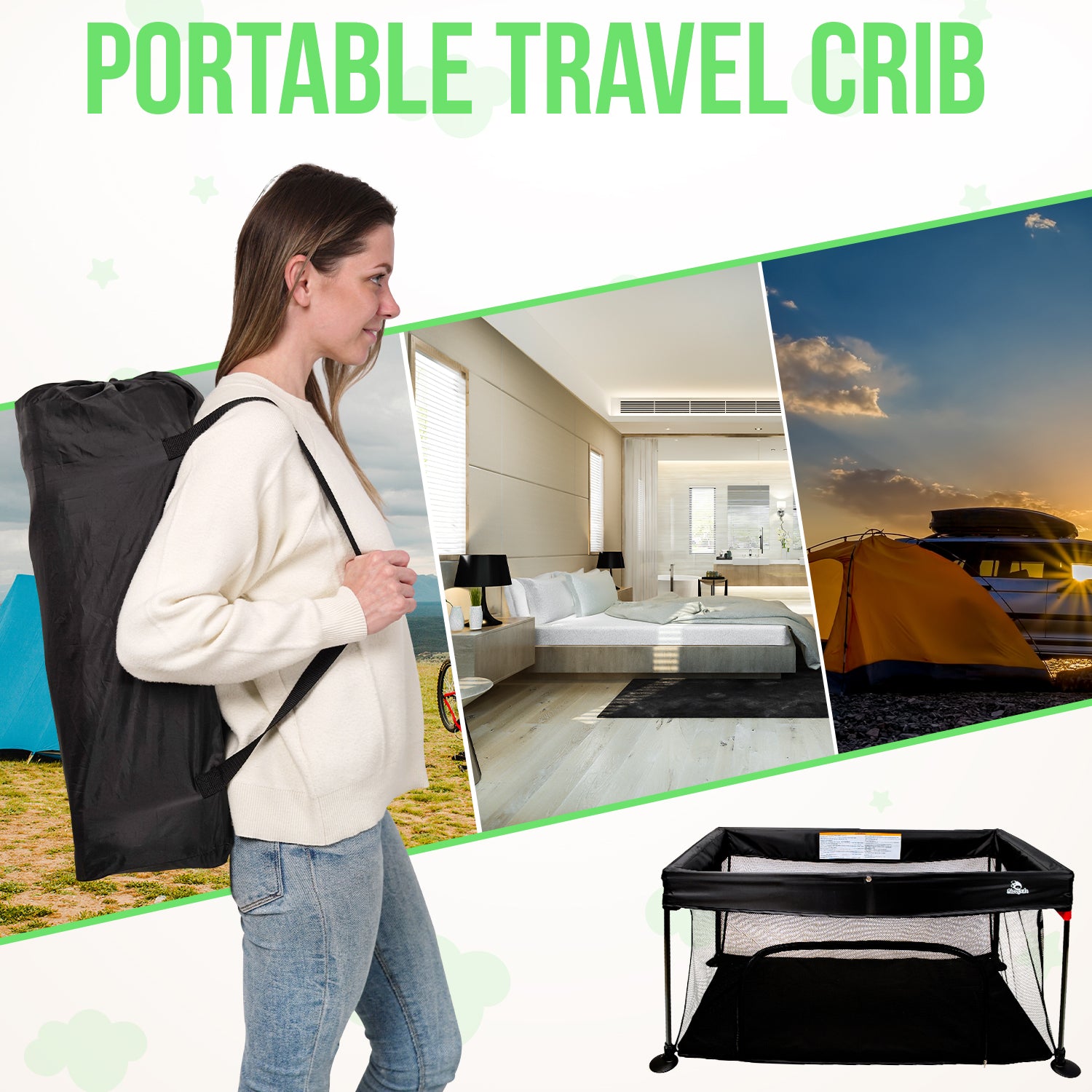Sleepah Foldable Travel Crib Lightweight Portable Play Pen Backpac