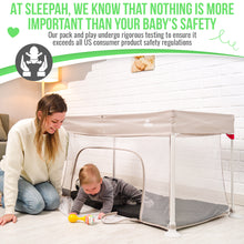 Load image into Gallery viewer, Sleepah Foldable Travel Crib – Lightweight Portable Play Pen + Backpack, Play-Yard with Waterproof Mattress – Easy to Pack Fits in a Suitcase, Sets up in 30 Seconds Safe for Infants &amp; Toddlers (Beige)
