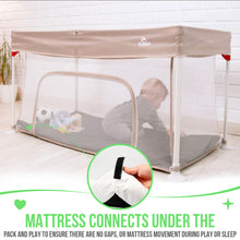 Load image into Gallery viewer, Sleepah Foldable Travel Crib – Lightweight Portable Play Pen + Backpack, Play-Yard with Waterproof Mattress – Easy to Pack Fits in a Suitcase, Sets up in 30 Seconds Safe for Infants &amp; Toddlers (Beige)
