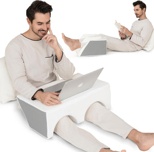 Sleepah Soft Plush Foam Lap Desk & Leg Elevation Pillow 2-in-1 – Foam Reading Pillow Arm Rest & Dual Leg Positioner Elevator