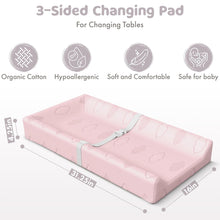 Load image into Gallery viewer, Organic Cotton Contoured Changing Pad by Sleepah – 100% Waterproof &amp; Non-Slip Soft Breathable &amp; Washable Cover – Three-Sided Change Pad with Certipur Certified Foam (Pink)
