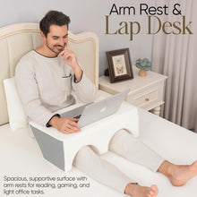 Load image into Gallery viewer, Sleepah Soft Plush Foam Lap Desk &amp; Leg Elevation Pillow 2-in-1 – Foam Reading Pillow Arm Rest &amp; Dual Leg Positioner Elevator
