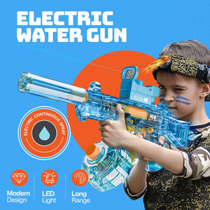 Electric Water Guns with Real Recoil & LED Silencer – Squirt Blaster Toy with Auto Rapid Fire, Rechargeable Battery, Long Range 26FT – Summer Water Toy for Kids Boys Girls Ages 4+