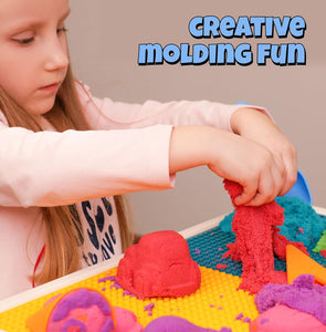 Sleepah Play Sand Set – 5LB of Sensory Toy Sand with 13 Molds for Girls & Boys – No Mess Sensory Play Sand Art & Crafts Activity Gift Kids 3-9 Years