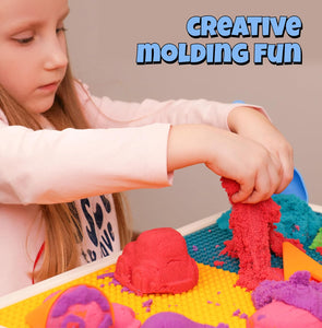 Sleepah Premium Play Sand Set – 5LB of Sensory Toy Sand with Large Molds for Girls & Boys – No Mess Sensory Bin Play Sandbox Art & Crafts Activity Birthday Gift Kids 3 4 5 6 7 8 9 Years Old