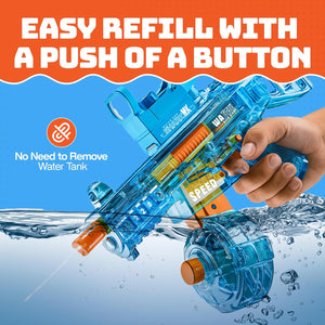 Electric Water Guns with Real Recoil & LED Silencer – Squirt Blaster Toy with Auto Rapid Fire, Rechargeable Battery, Long Range 26FT – Summer Water Toy for Kids Boys Girls Ages 4+