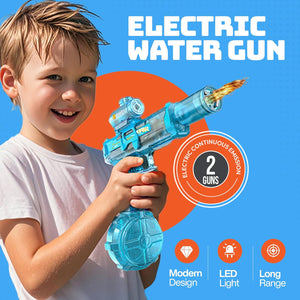 Electric Water Guns with Real Recoil & LED Silencer – Squirt Blaster Toy with Auto Rapid Fire, Rechargeable Battery, Long Range 26FT – Summer Water Toy for Kids Boys Girls Ages 4+