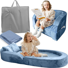 Load image into Gallery viewer, Sleepah Toddler Travel Bed &amp; Chair - Foam Raised Safety Bumpers - Foldable Portable Travel Cot for Toddlers Perfect for at Home Or On The Go
