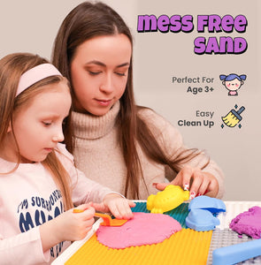 Sleepah Play Sand Set – 5LB of Sensory Toy Sand with 13 Molds for Girls & Boys – No Mess Sensory Play Sand Art & Crafts Activity Gift Kids 3-9 Years