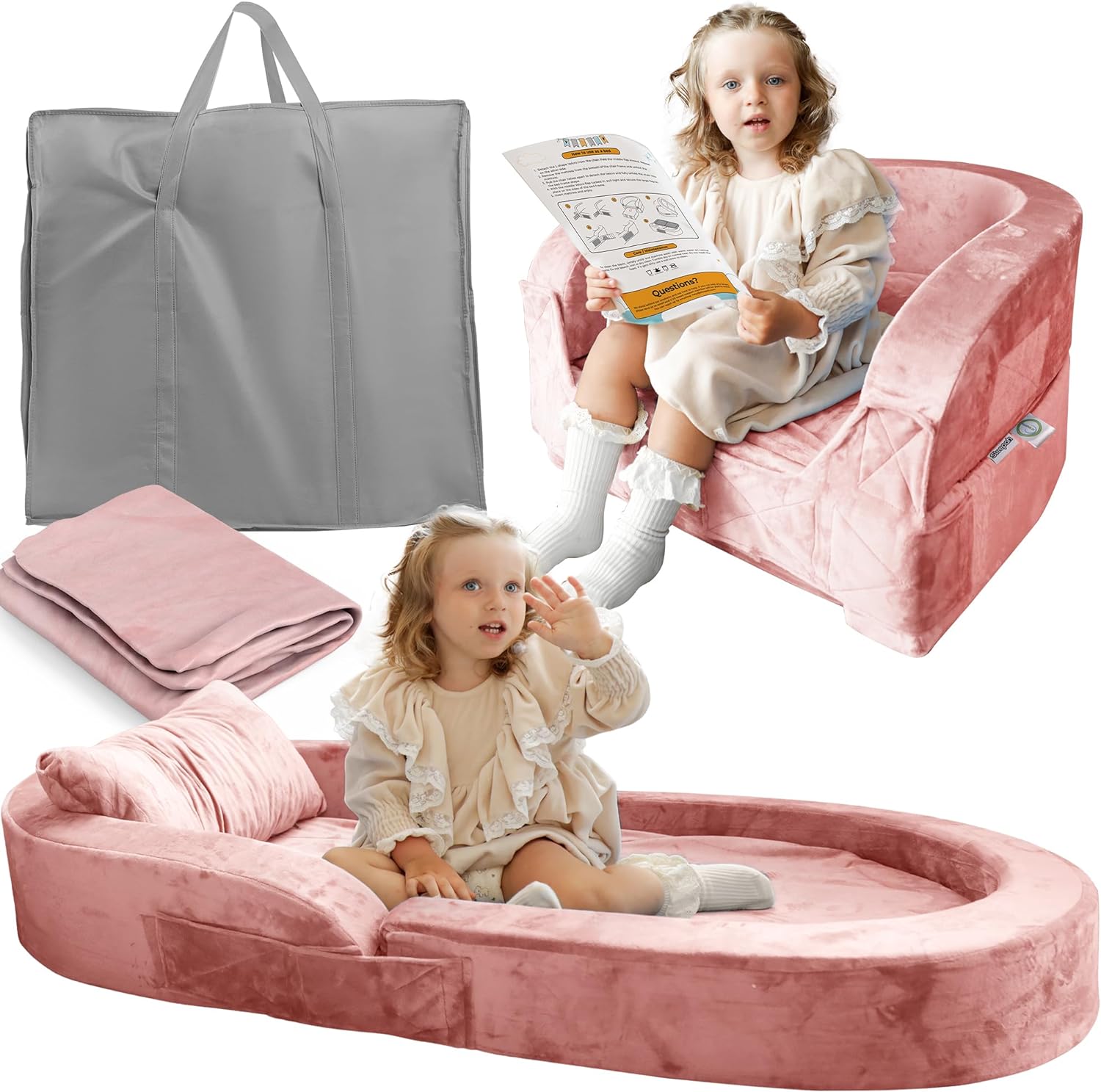 Sleepah Toddler Travel Bed Chair Foam Raised Safety Bumpers Fold