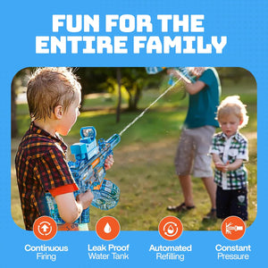 Electric Water Guns with Real Recoil & LED Silencer – Squirt Blaster Toy with Auto Rapid Fire, Rechargeable Battery, Long Range 26FT – Summer Water Toy for Kids Boys Girls Ages 4+