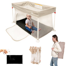 Load image into Gallery viewer, Sleepah Foldable Travel Crib – Lightweight Portable Play Pen + Backpack, Play-Yard with Waterproof Mattress – Easy to Pack Fits in a Suitcase, Sets up in 30 Seconds Safe for Infants &amp; Toddlers (Beige)
