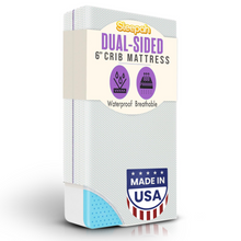 Load image into Gallery viewer, 6” Crib &amp; Toddler Bed Mattress – Made in USA – CertiPUR &amp; OEKO-TEX Certified – Breathable Waterproof Washable Removable Soft Cover – Dual Sided Firm for Babies and Plush for Toddlers
