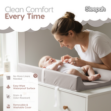 Load image into Gallery viewer, Sleepah Vegan Leather Baby Changing Pad – Contoured Waterproof &amp; Wipeable Foam Changing Pad for Dresser or Table with Removable, Machine-Washable Cover – Standard Size Diaper Changing Pad
