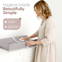 Load image into Gallery viewer, Sleepah Vegan Leather Baby Changing Pad – Contoured Waterproof &amp; Wipeable Foam Changing Pad for Dresser or Table with Removable, Machine-Washable Cover – Standard Size Diaper Changing Pad
