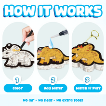 Load image into Gallery viewer, Aqua Fluffs Mess-Free 3D Art Kit for Kids Double-Sided Water-Activated Craft with Dinosaur &amp; Space Designs, No Glue or Paint, Creative Activity Ages 3–8
