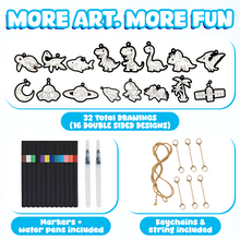 Load image into Gallery viewer, Aqua Fluffs Mess-Free 3D Art Kit for Kids Double-Sided Water-Activated Craft with Dinosaur &amp; Space Designs, No Glue or Paint, Creative Activity Ages 3–8
