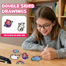 Load image into Gallery viewer, Aqua Fluffs Mess-Free 3D Art Kit for Kids Double-Sided Water-Activated Craft with Dinosaur &amp; Space Designs, No Glue or Paint, Creative Activity Ages 3–8
