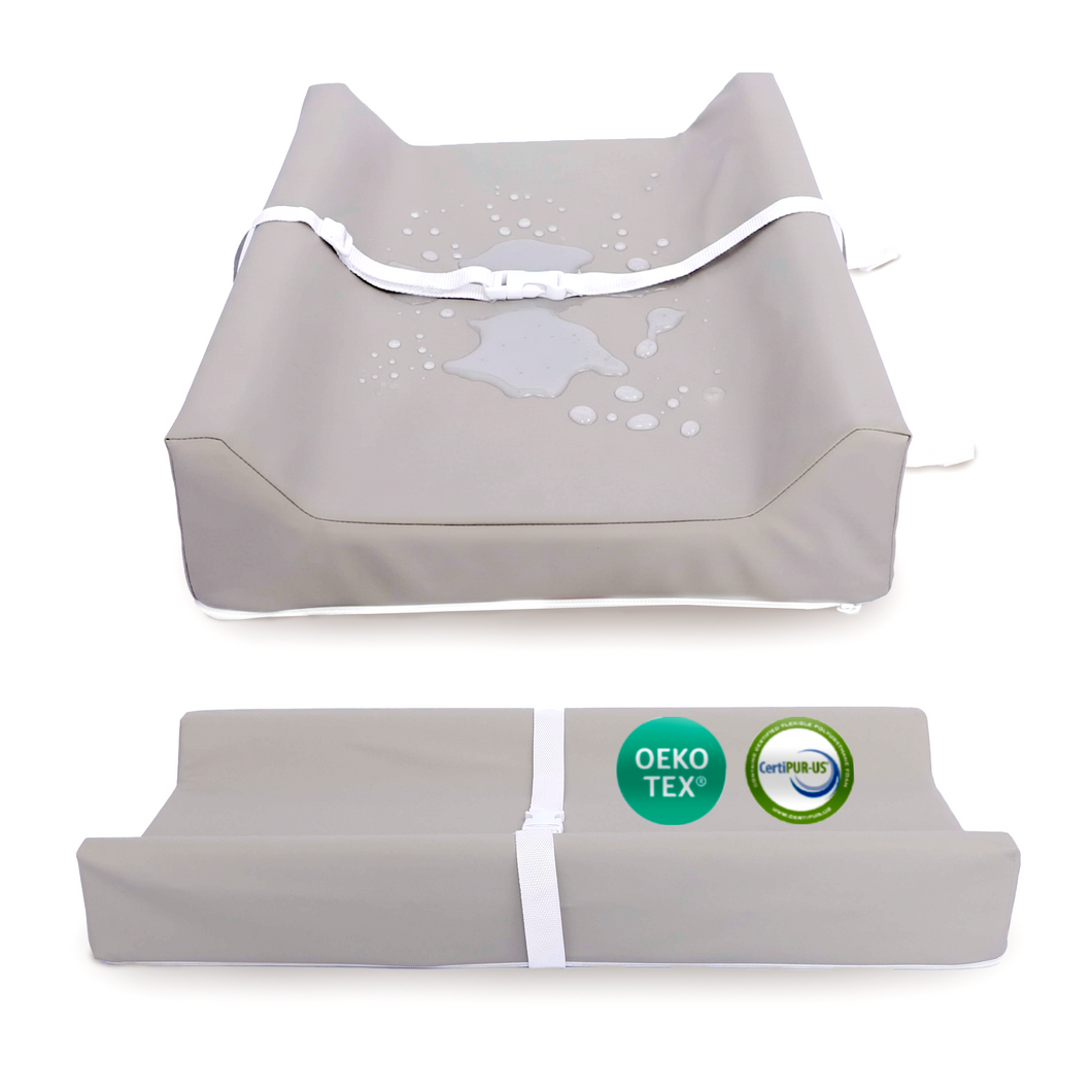 Sleepah Vegan Leather Baby Changing Pad – Contoured Waterproof & Wipeable Foam Changing Pad for Dresser or Table with Removable, Machine-Washable Cover – Standard Size Diaper Changing Pad
